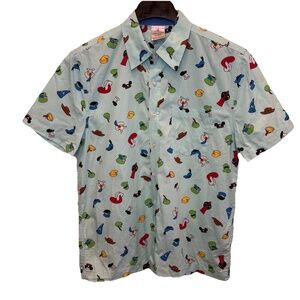 Disney Character Hats Camp 100% Cotton Button Shirt Men's Size Small